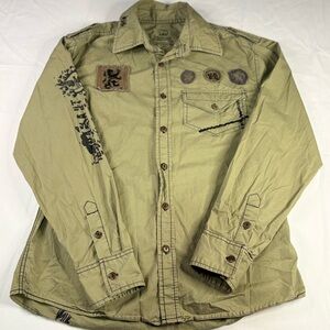 Y2K Distressed Military style Graphic Button Up | $25
